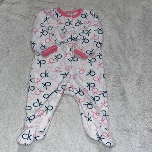 (2 for $10) Calvin Klein 0-3 month fleece fuzzy footie/ sleeper